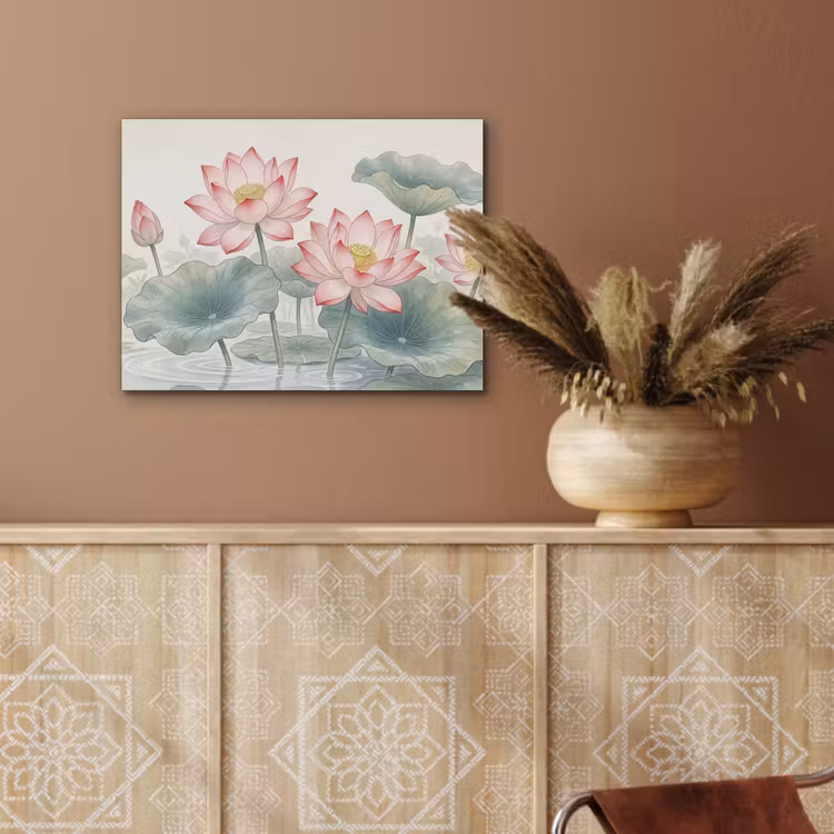 Aquarel - Lotusbloemen - Kleurrijk PET vilt klein -sfeer4