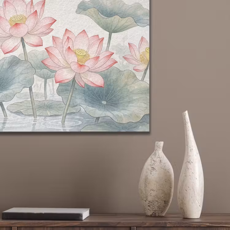 Aquarel - Lotusbloemen - Kleurrijk PET vilt klein -sfeer6_closeup