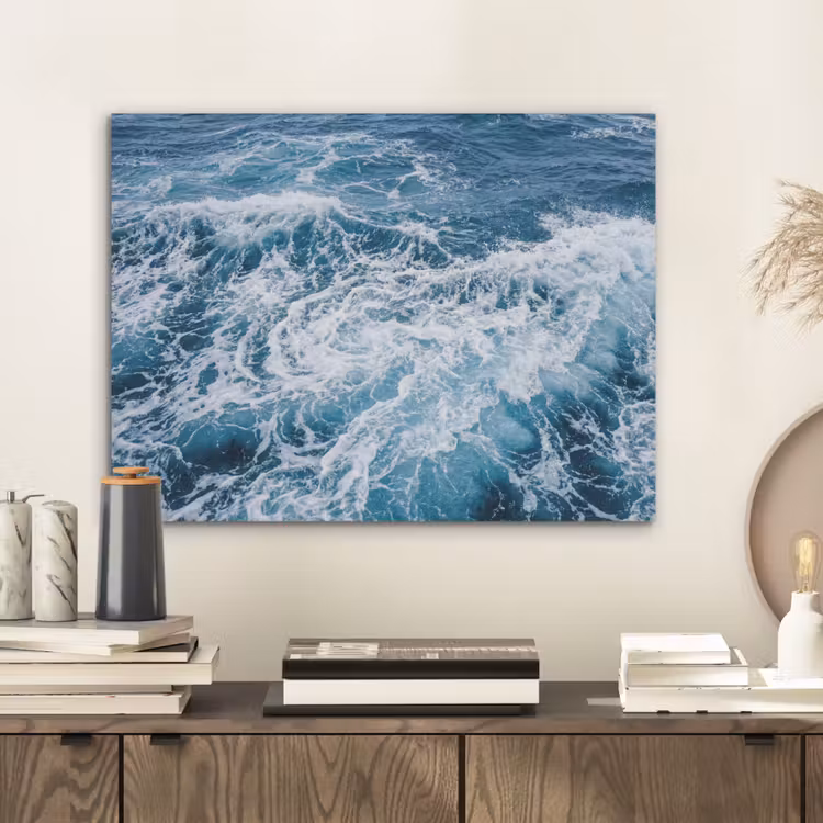 Golven - Oceaan - Blauw PET vilt klein -sfeer1