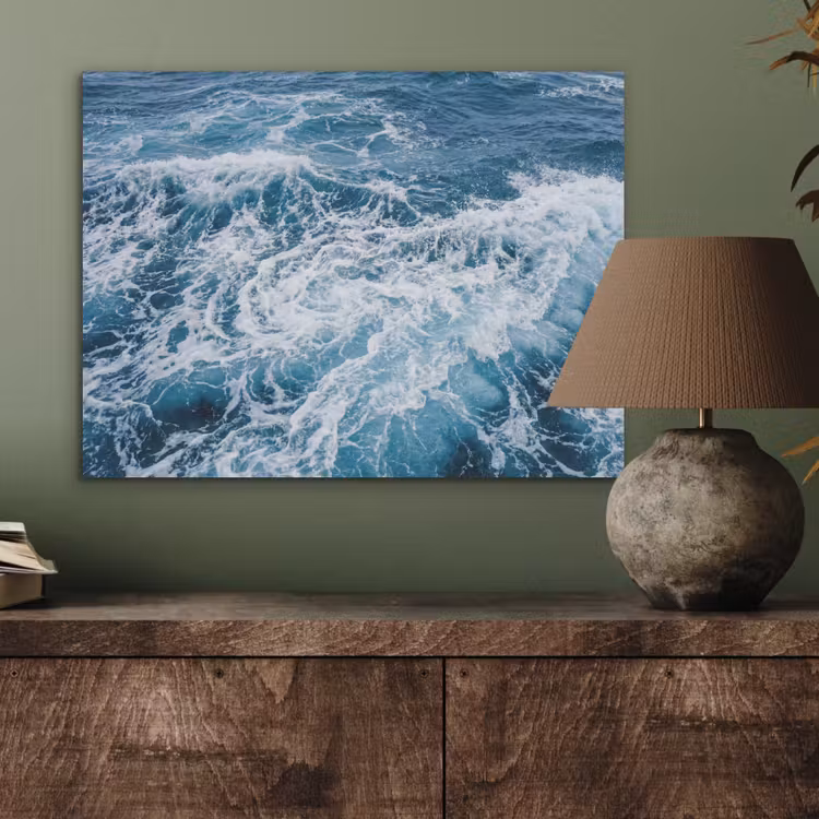 Golven - Oceaan - Blauw PET vilt klein -sfeer2