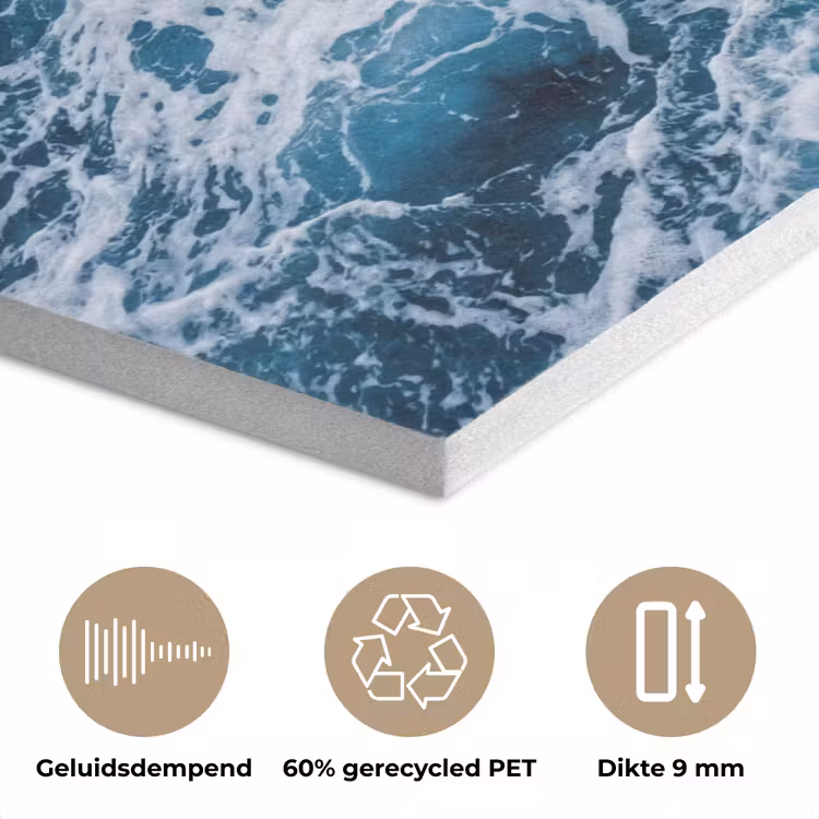 Golven - Oceaan - Blauw PET vilt klein -closeup_NL
