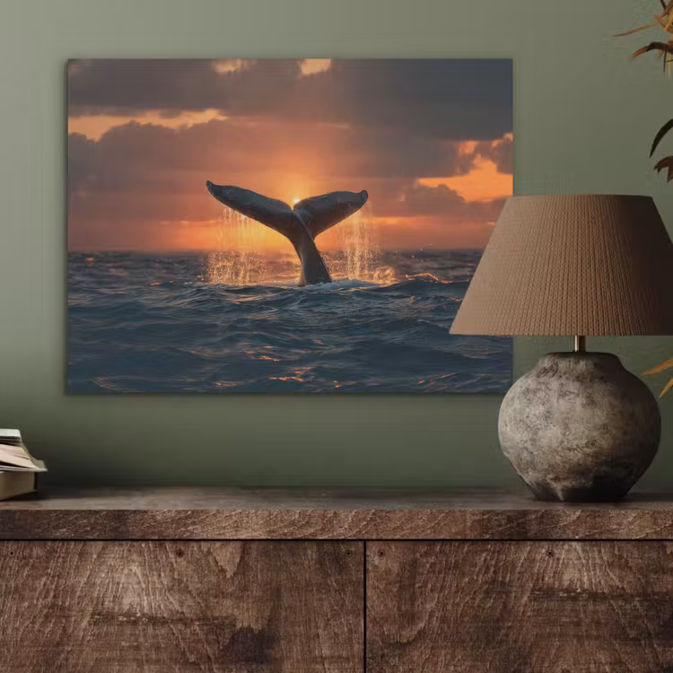 Walvis staart - Water - Zonsondergang PET vilt klein -sfeer2