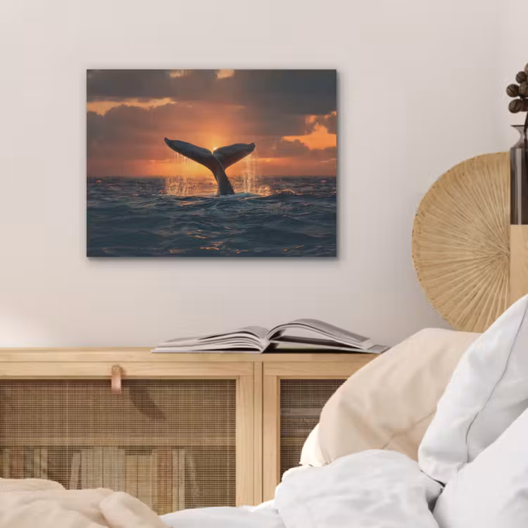 Walvis staart - Water - Zonsondergang PET vilt klein -sfeer3