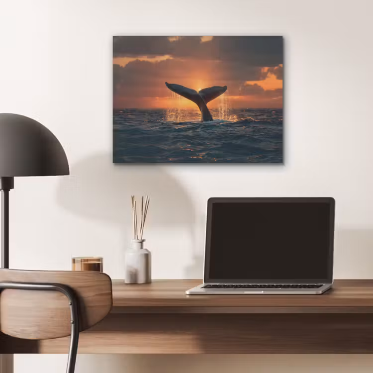 Walvis staart - Water - Zonsondergang PET vilt klein -sfeer5