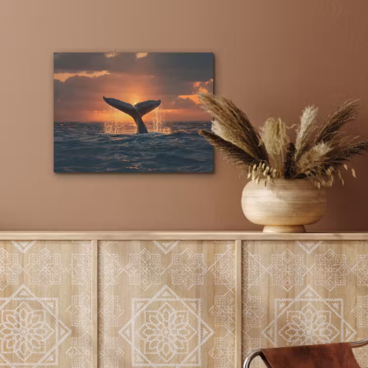 Walvis staart - Water - Zonsondergang PET vilt klein -sfeer4