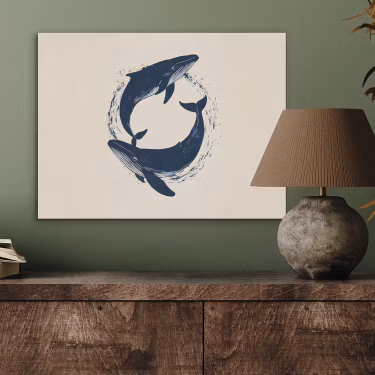 Walvissen - Spetters - Cirkel - Donkerblauw PET vilt klein -sfeer2