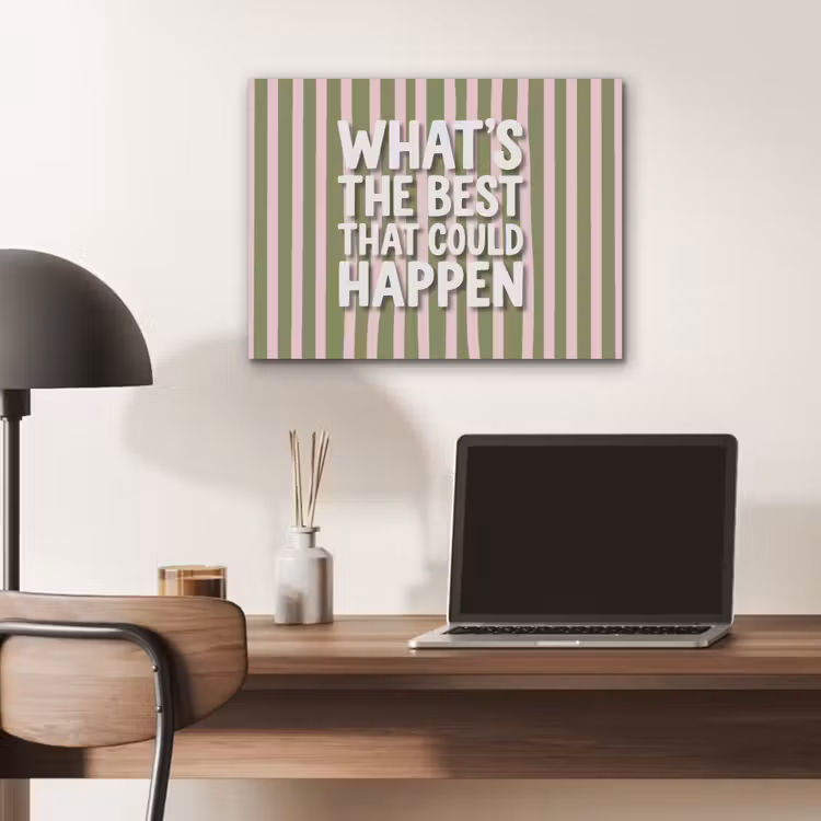 What's the best that could happen - Strepen - Groen - Roze PET vilt klein -sfeer5