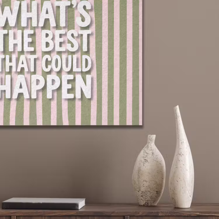 What's the best that could happen - Strepen - Groen - Roze PET vilt klein -sfeer6_closeup