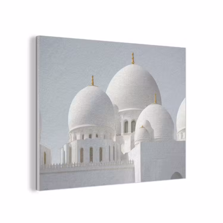 Witte koepels - Helderblauwe lucht - Gouden ornamenten PET vilt klein -3d