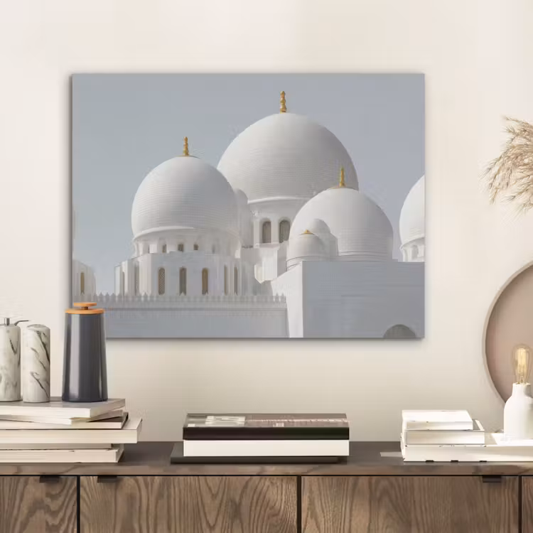 Witte koepels - Helderblauwe lucht - Gouden ornamenten PET vilt klein -sfeer1