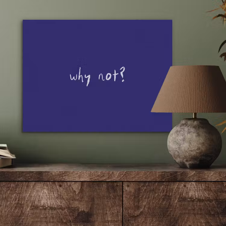Why not - Blauw - Handgeschreven PET vilt klein -sfeer2