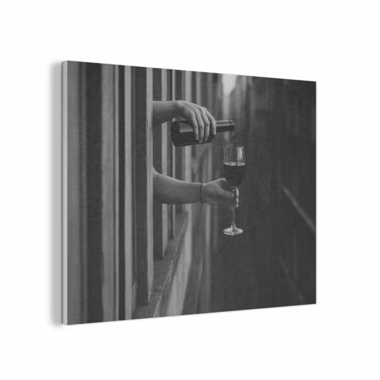 Wijnfles - Glas - Handen - Raam PET vilt klein -3d