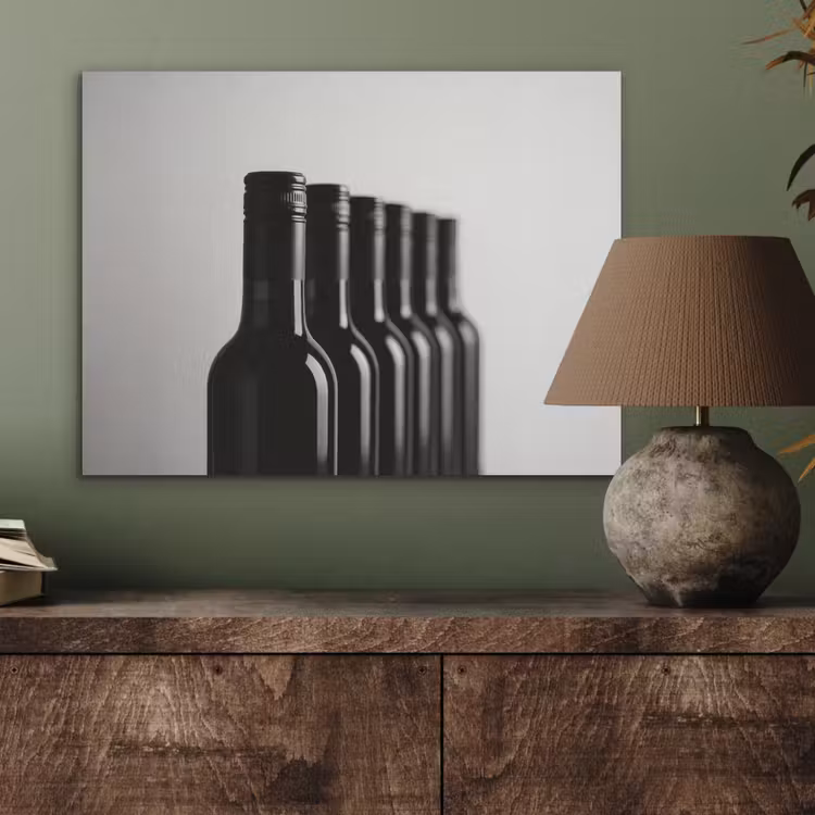 Wijnflessen - Zwart - Minimalistisch PET vilt klein -sfeer2