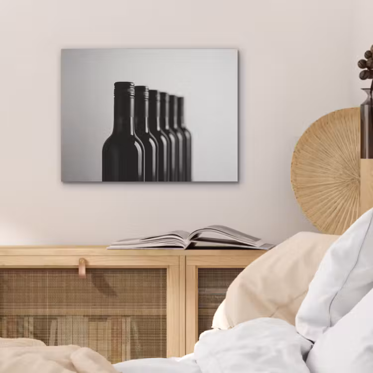 Wijnflessen - Zwart - Minimalistisch PET vilt klein -sfeer3