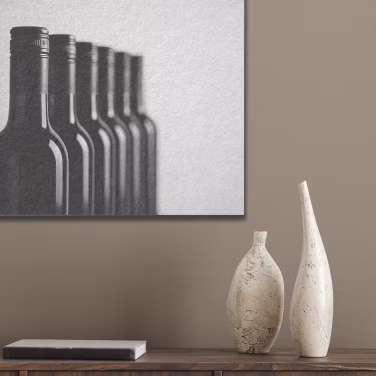 Wijnflessen - Zwart - Minimalistisch PET vilt klein -sfeer6_closeup