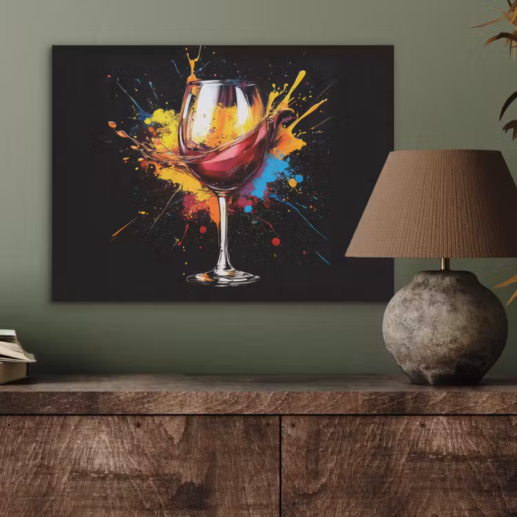 Wijn - Glas - Graffiti - Borrel - Rood - Verf PET vilt klein -sfeer2