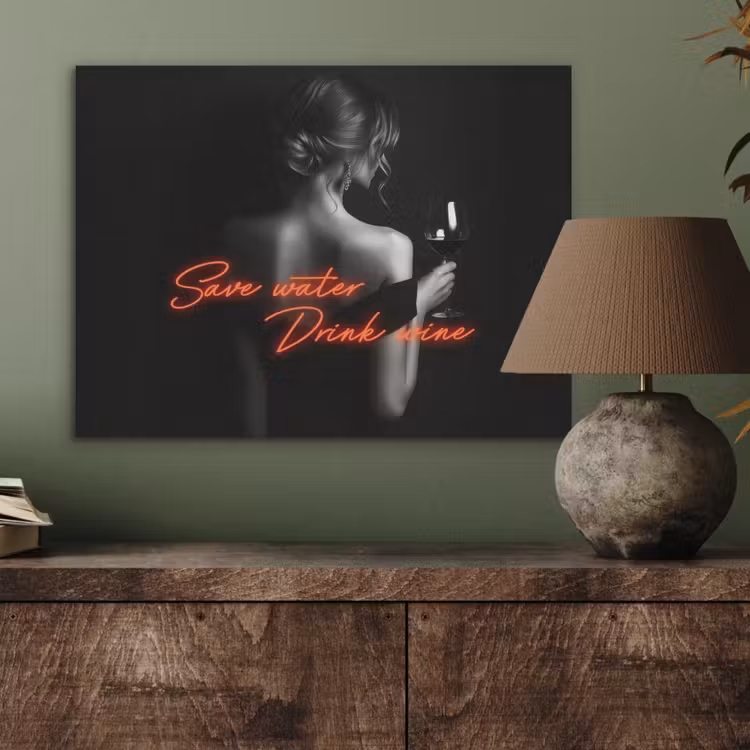 Wijn - Vrouw - Neon - Quote PET vilt klein -sfeer2