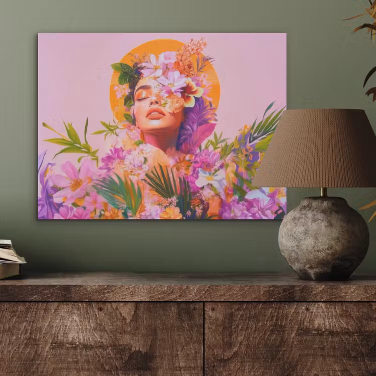Vrouw - Abstract - Cirkel - Bloemen PET vilt klein -sfeer2