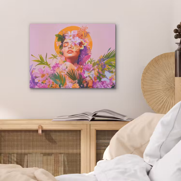 Vrouw - Abstract - Cirkel - Bloemen PET vilt klein -sfeer3