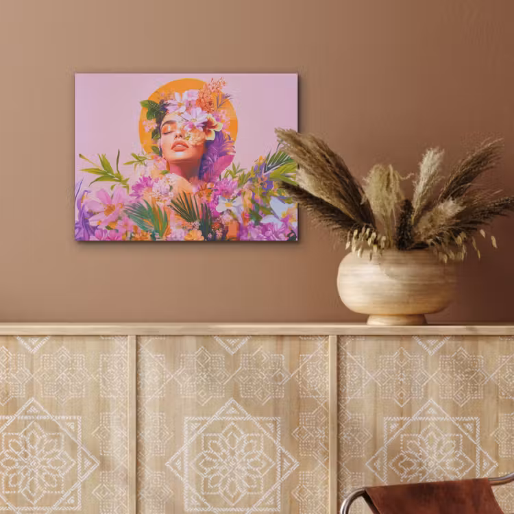 Vrouw - Abstract - Cirkel - Bloemen PET vilt klein -sfeer4
