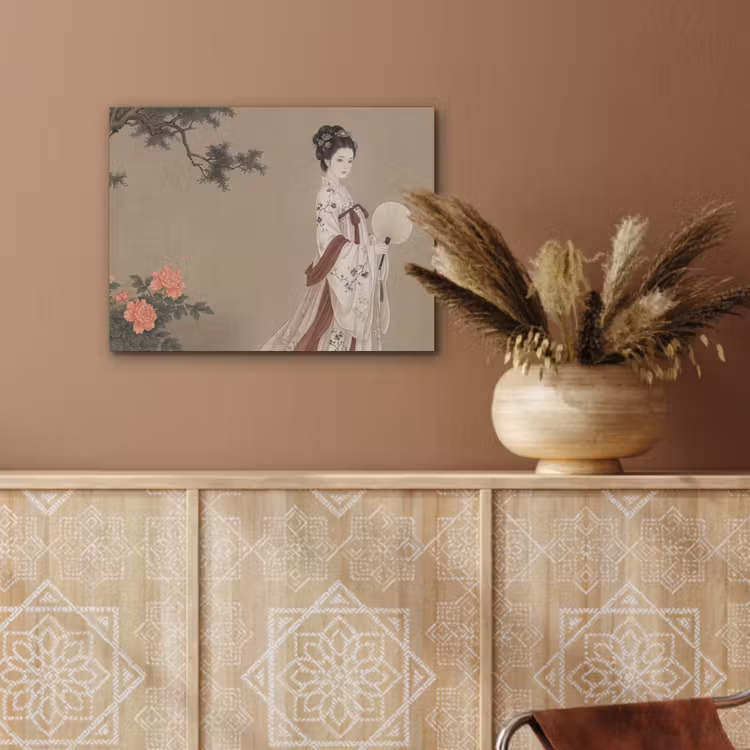 Vrouw - Azië - Kunst - Beige PET vilt klein -sfeer4