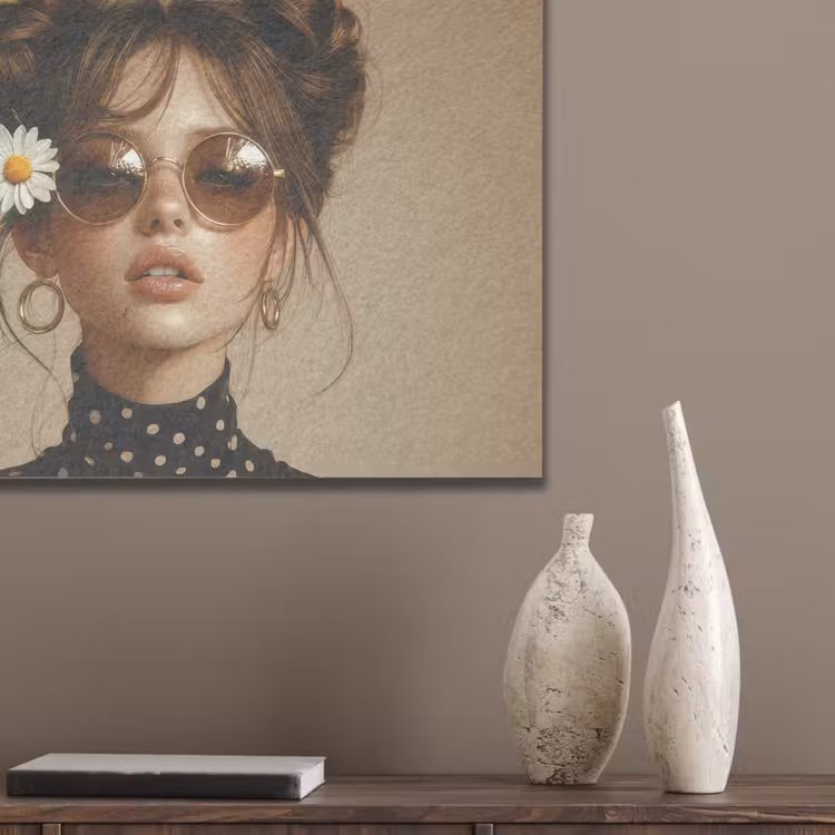 Vrouw - Beige - Bloem - Modern - Portret PET vilt klein -sfeer6_closeup
