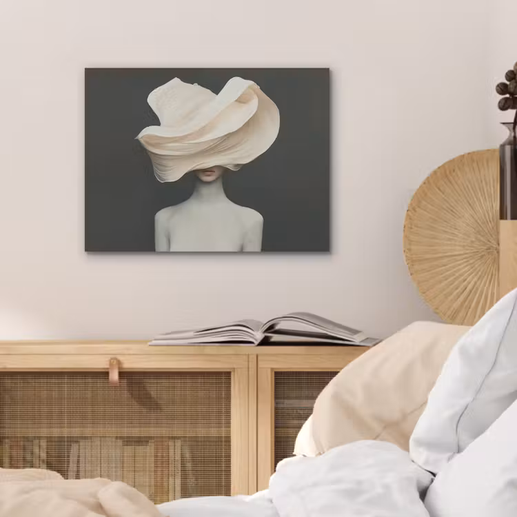 Vrouw - Beige - hoed PET vilt klein -sfeer3