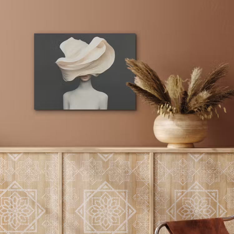 Vrouw - Beige - hoed PET vilt klein -sfeer4