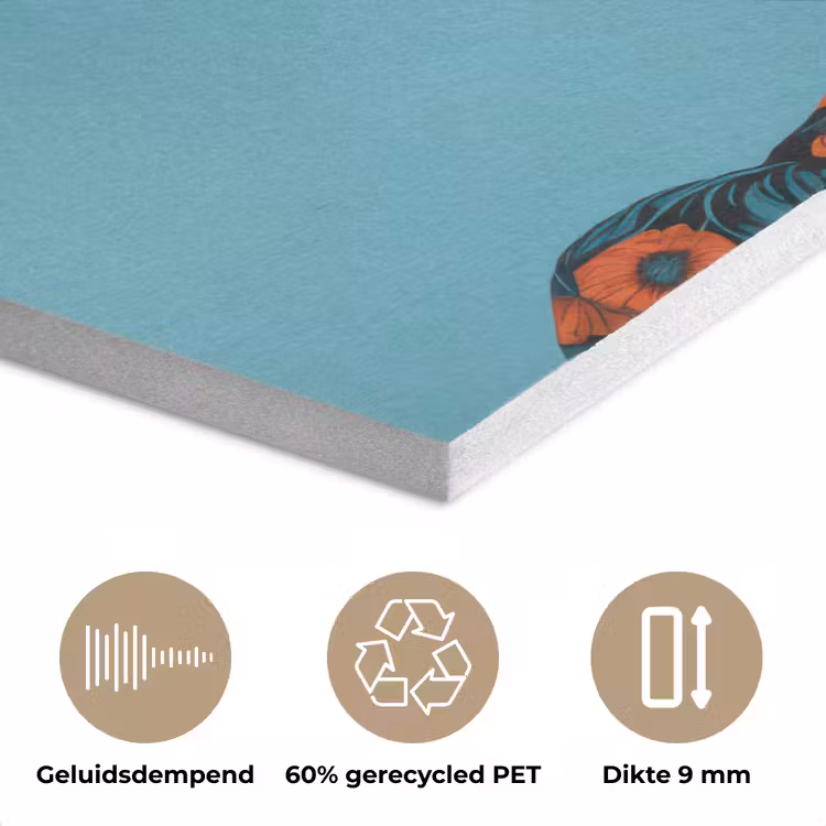 Vrouw - Blauw - Vlinder - Bloemen - Aesthetic PET vilt klein -closeup_NL