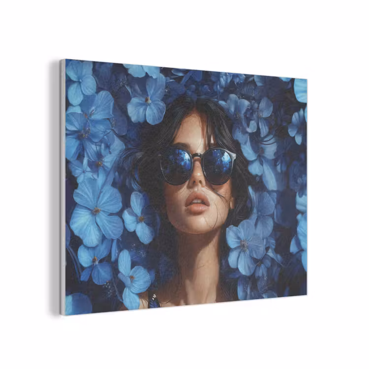 Vrouw - Blauw - Bloemen - Vlinders - Natuur PET vilt klein -3d