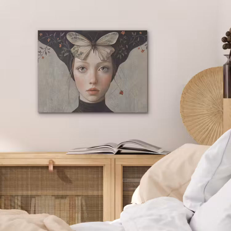 Woman - Butterfly - Art - Classic - Muted PET vilt klein -sfeer3