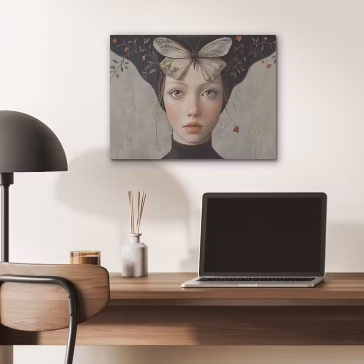 Woman - Butterfly - Art - Classic - Muted PET vilt klein -sfeer5