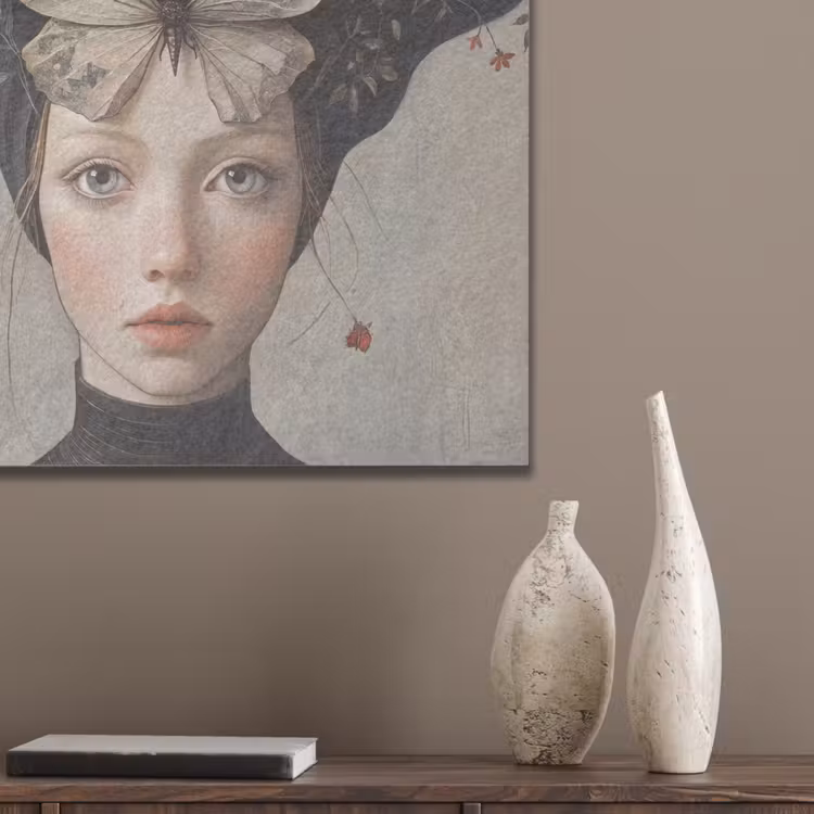 Woman - Butterfly - Art - Classic - Muted PET vilt klein -sfeer6_closeup