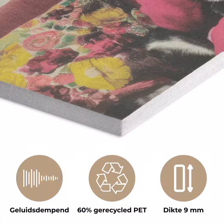 Vrouw - Kat - Bloemen - Kopje - Retro PET vilt klein -closeup_NL