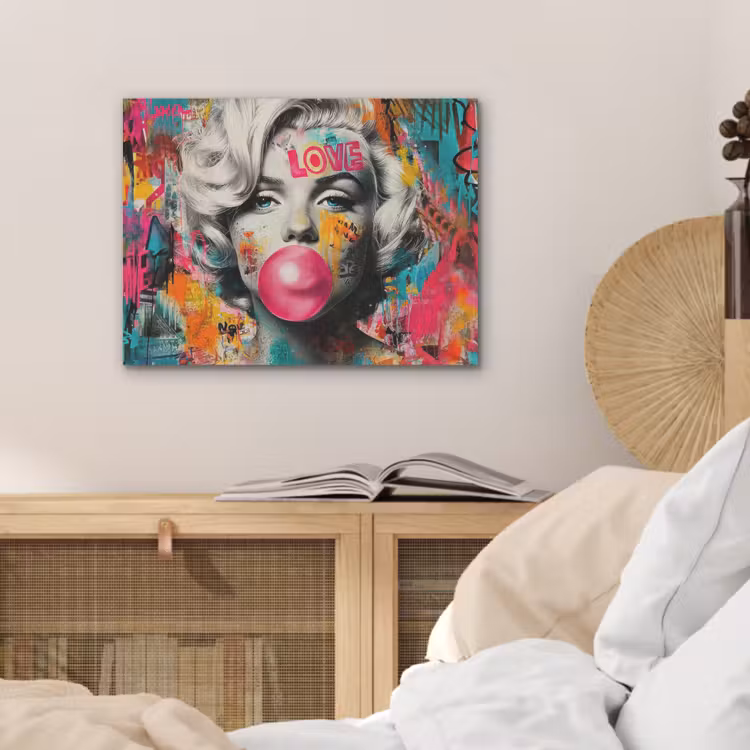 Vrouw - Kauwgom - Graffiti - Neonkleuren PET vilt klein -sfeer3