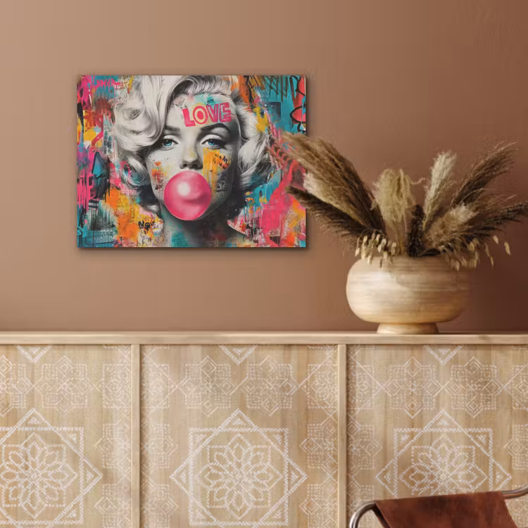 Vrouw - Kauwgom - Graffiti - Neonkleuren PET vilt klein -sfeer4