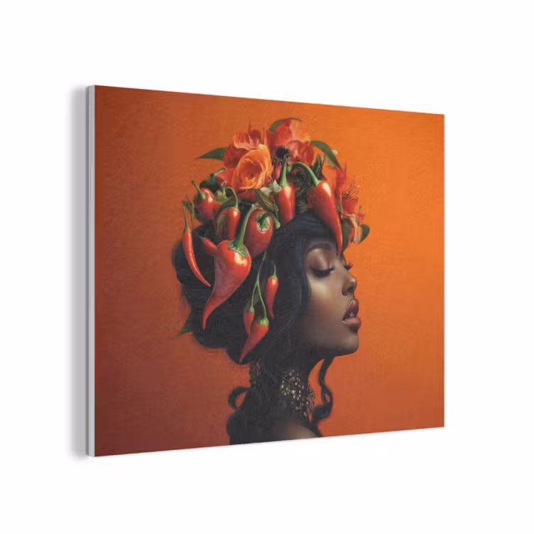 Vrouw - Chilipepers - Pepers - Bloemen PET vilt klein -3d
