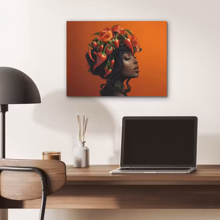 Vrouw - Chilipepers - Pepers - Bloemen PET vilt klein -sfeer5