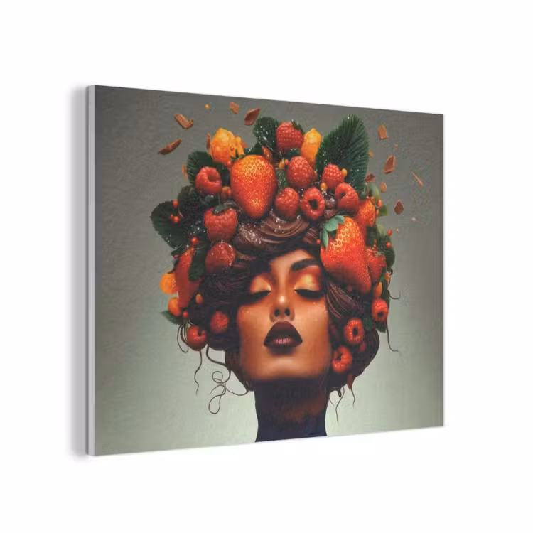 Vrouw - Chocolade - Frambozen - Aardbeien - Koekjes PET vilt klein -3d