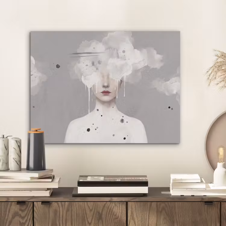 Vrouw - Wolk - Grijs PET vilt klein -sfeer1