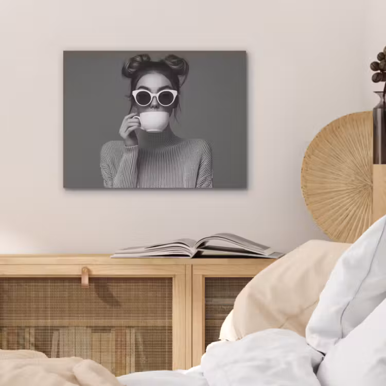 Vrouw - Koffie - Zwart - Wit PET vilt klein -sfeer3
