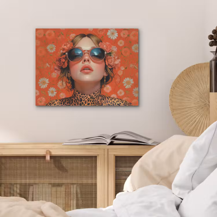 Vrouw - Kleurrijk - Dierenprint - Bloemen PET vilt klein -sfeer3