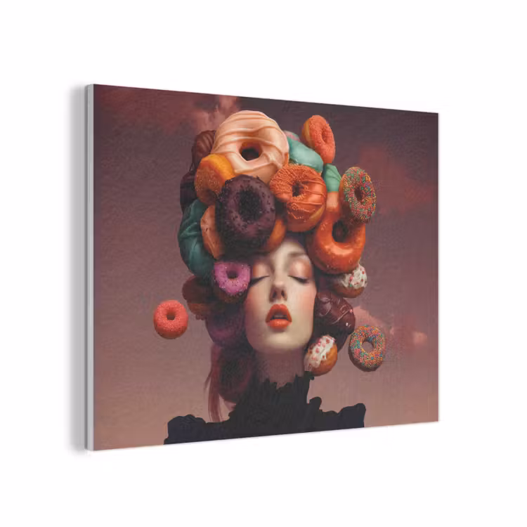 Vrouw - Donuts - Kleurrijk PET vilt klein -3d