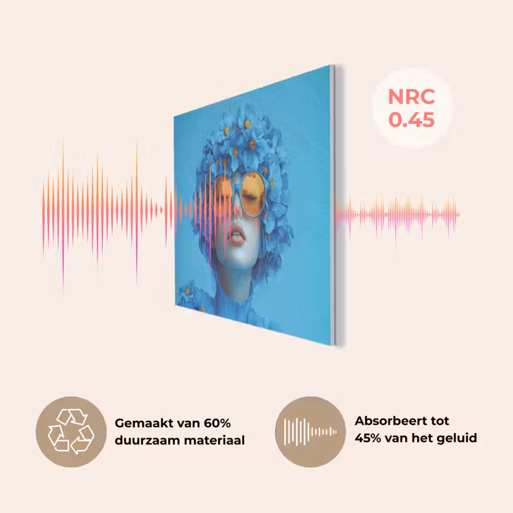 Vrouw - Bloem - Blauw - Modern - Bril - Portret PET vilt klein -USP_NL