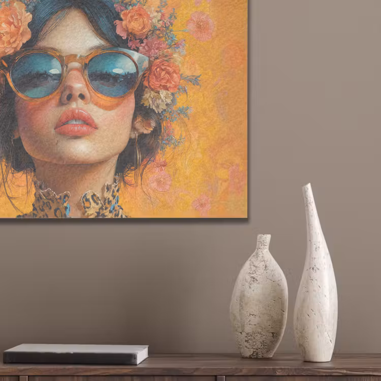 Vrouw - Bloemen - Aesthetic - Oranje PET vilt klein -sfeer6_closeup
