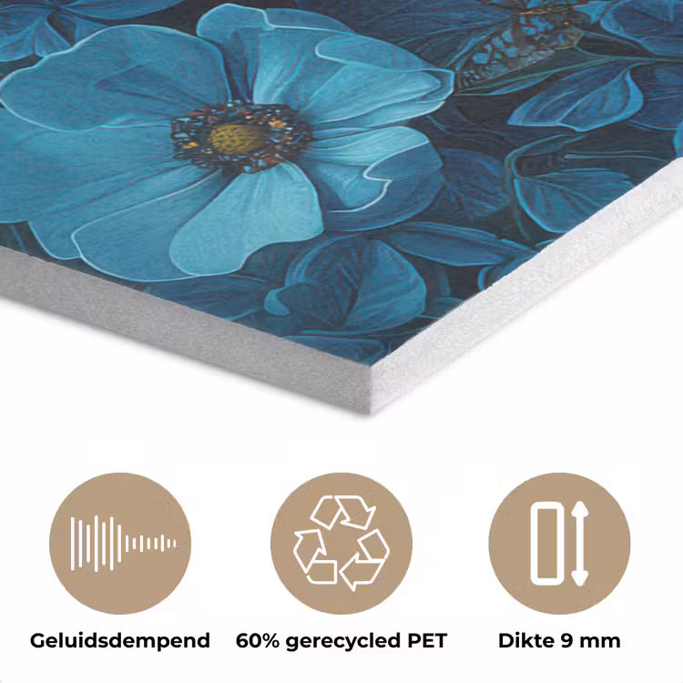 Vrouw - Bloemen - Blauw - Aesthetic - Luxe PET vilt klein -closeup_NL