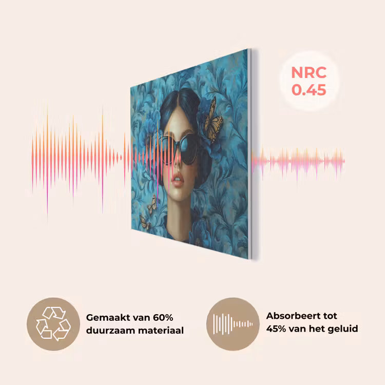 Vrouw - Bloemen - Vlinders - Blauw - Abstract PET vilt klein -USP_NL