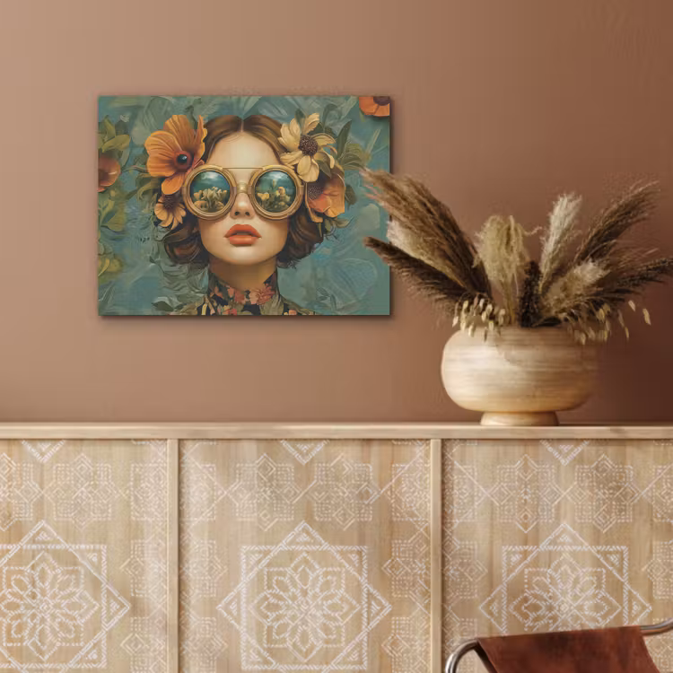 Vrouw - Bloemen - Vlinders - Natuur - Vintage PET vilt klein -sfeer4