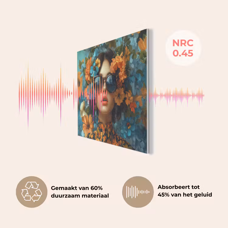 Vrouw - Bloemen - Oranje - Blauw - Modern PET vilt klein -USP_NL