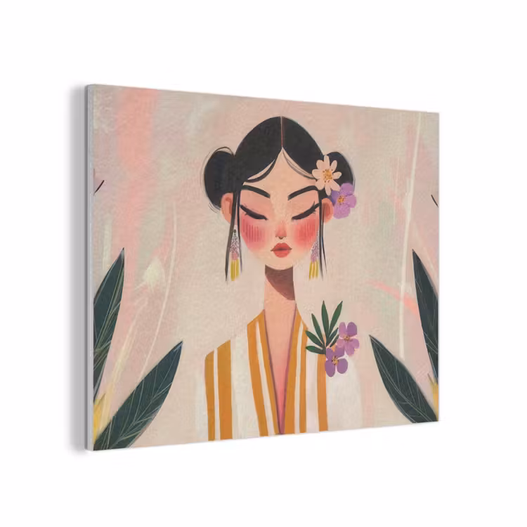Vrouw - Bloemen - Pastel PET vilt klein -3d